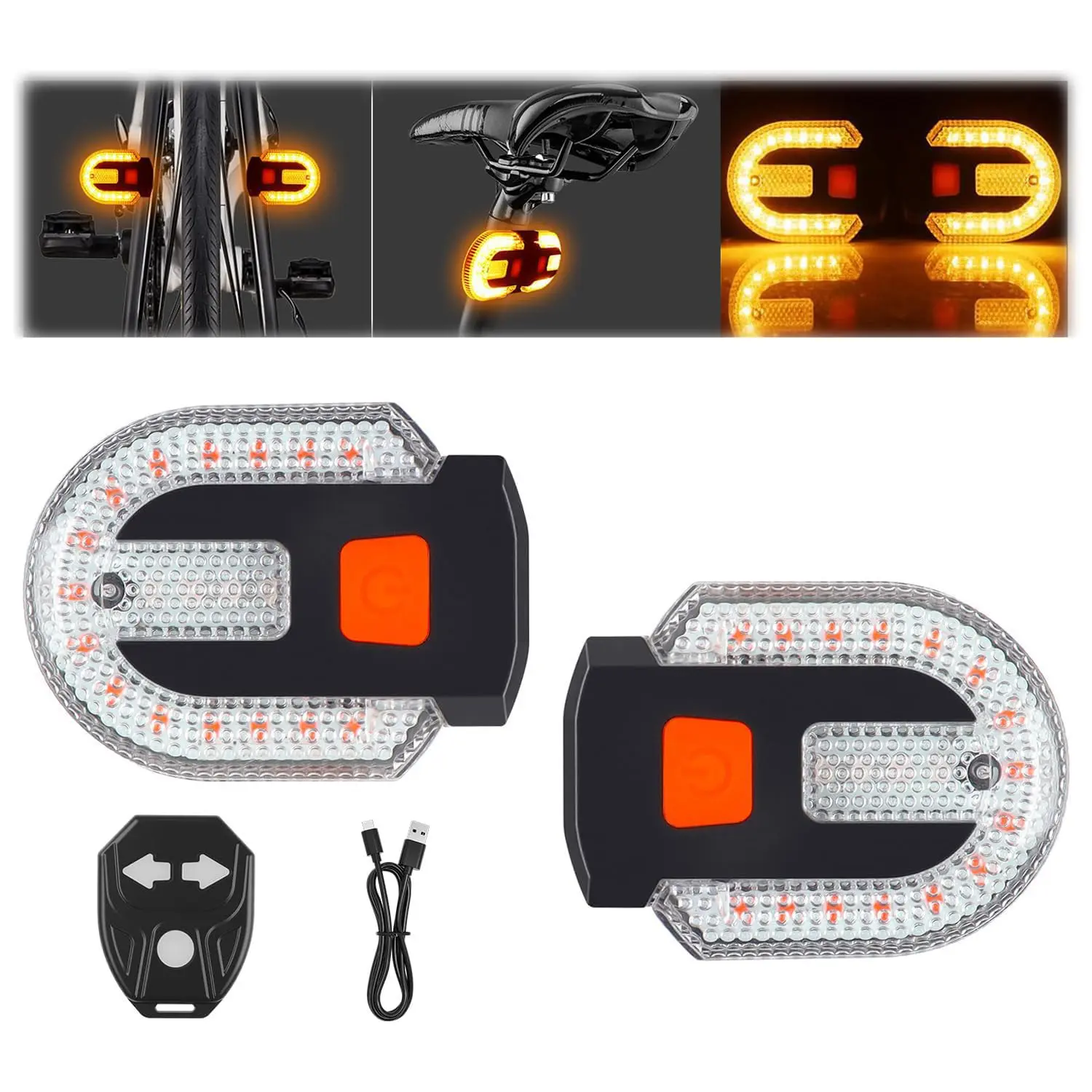 Bicycle Turn Signal, Bright Bicycle Rear Light, Wireless Remote Control Bike Rear Light, USB Rechargeable LED Mountain Bike Flashlight, Suitable For Bicycle & Scooter