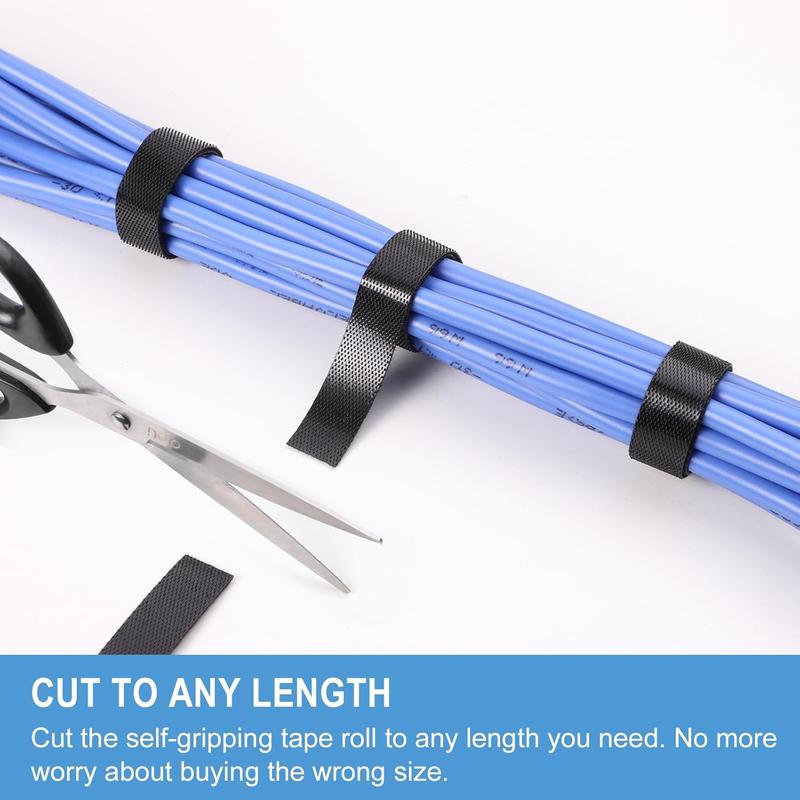 1 in x 30 ft Hook and Loop Roll | Double-Sided Strips, Self-Gripping Straps |  Multi-Purpose Wrap Fasteners for , Office, Data Center, and More