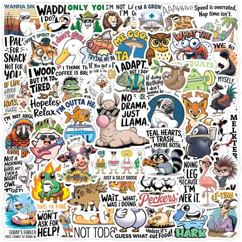 50pcs Cartoon Animal Stickers, DIY Decorative Stickers, Waterproof Decals for Scrapbooks, Diaries, Notebooks & Water Bottles, Perfect Gift for Friends