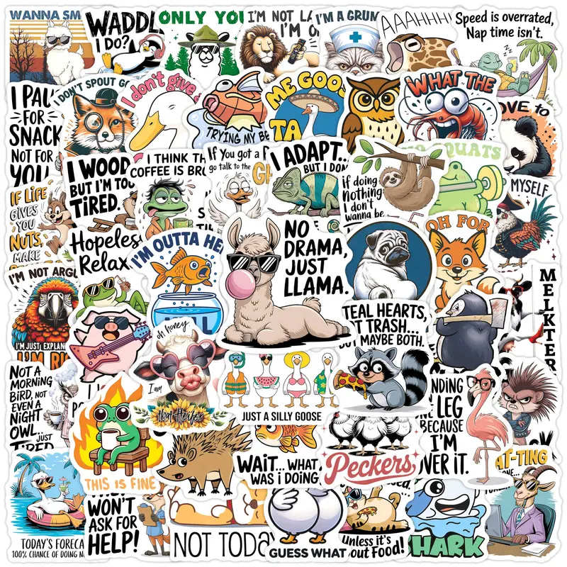 50pcs Cartoon Animal Stickers, DIY Decorative Stickers, Waterproof Decals for Scrapbooks, Diaries, Notebooks & Water Bottles, Perfect Gift for Friends