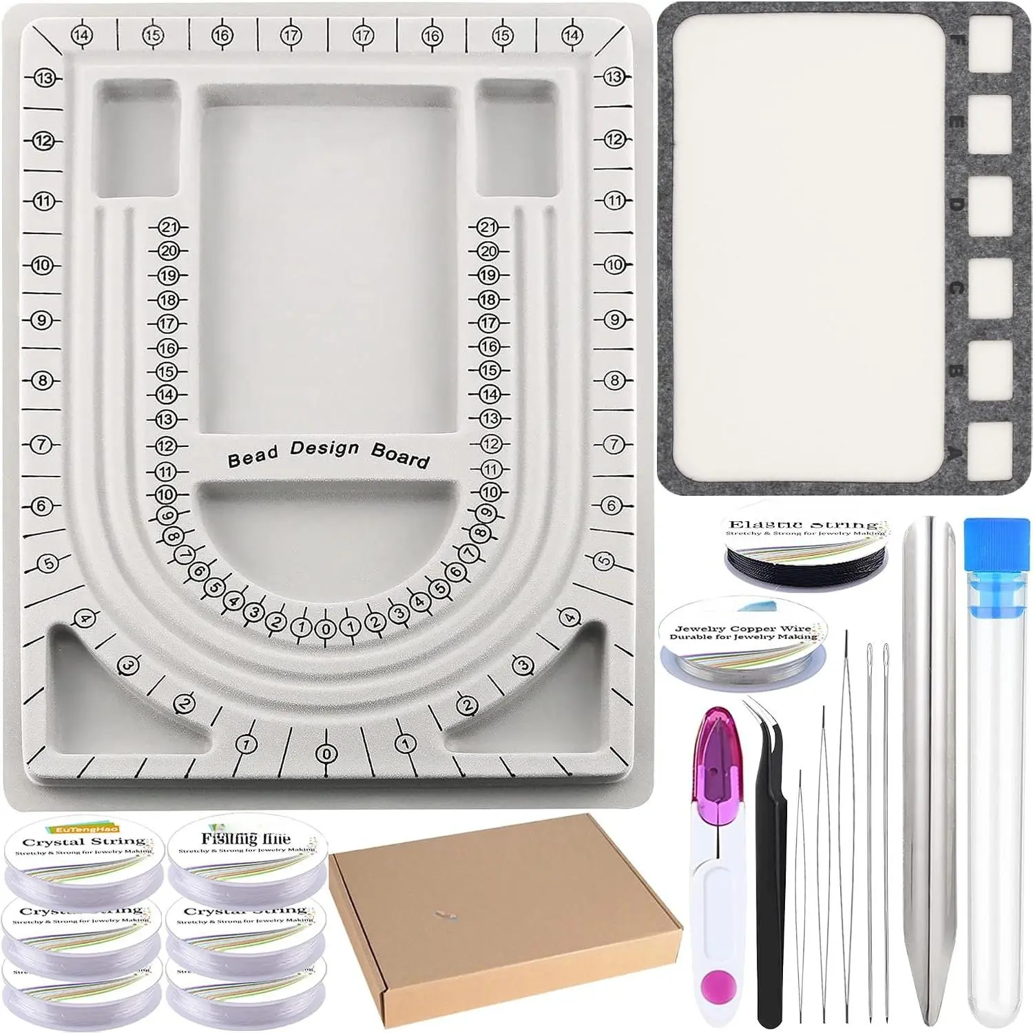 Bead Design Boards Mats with Bead Scoop Soft  Beading Mat  String Beading   Organizer Tray for  DIY Making of Bracelets Necklaces Craft Supplies Tools