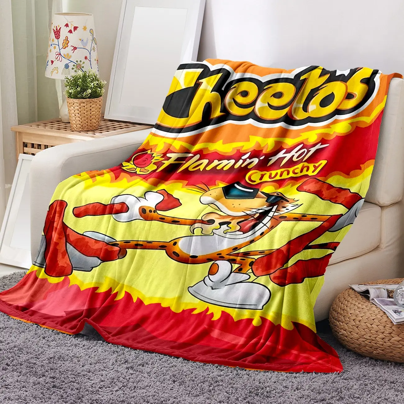 1pc Corn Chip Flannel Nap Blanket, Soft Warm Plush Throw for Sofa Bed, Comfortable Lightweight Cover for Travel Office Camping