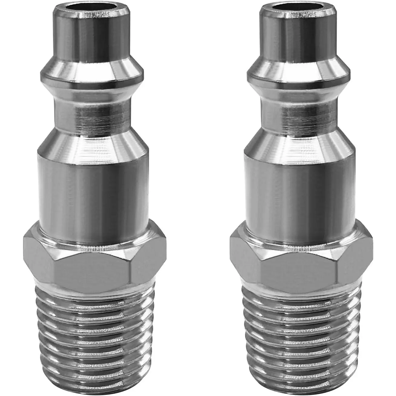 1/4 NPT Air Hose Adapter Fittings Stainless Steel 1/4 MPT Male Threaded Air Compressor Plug  Industrial I/M Type D(Pack of 2)