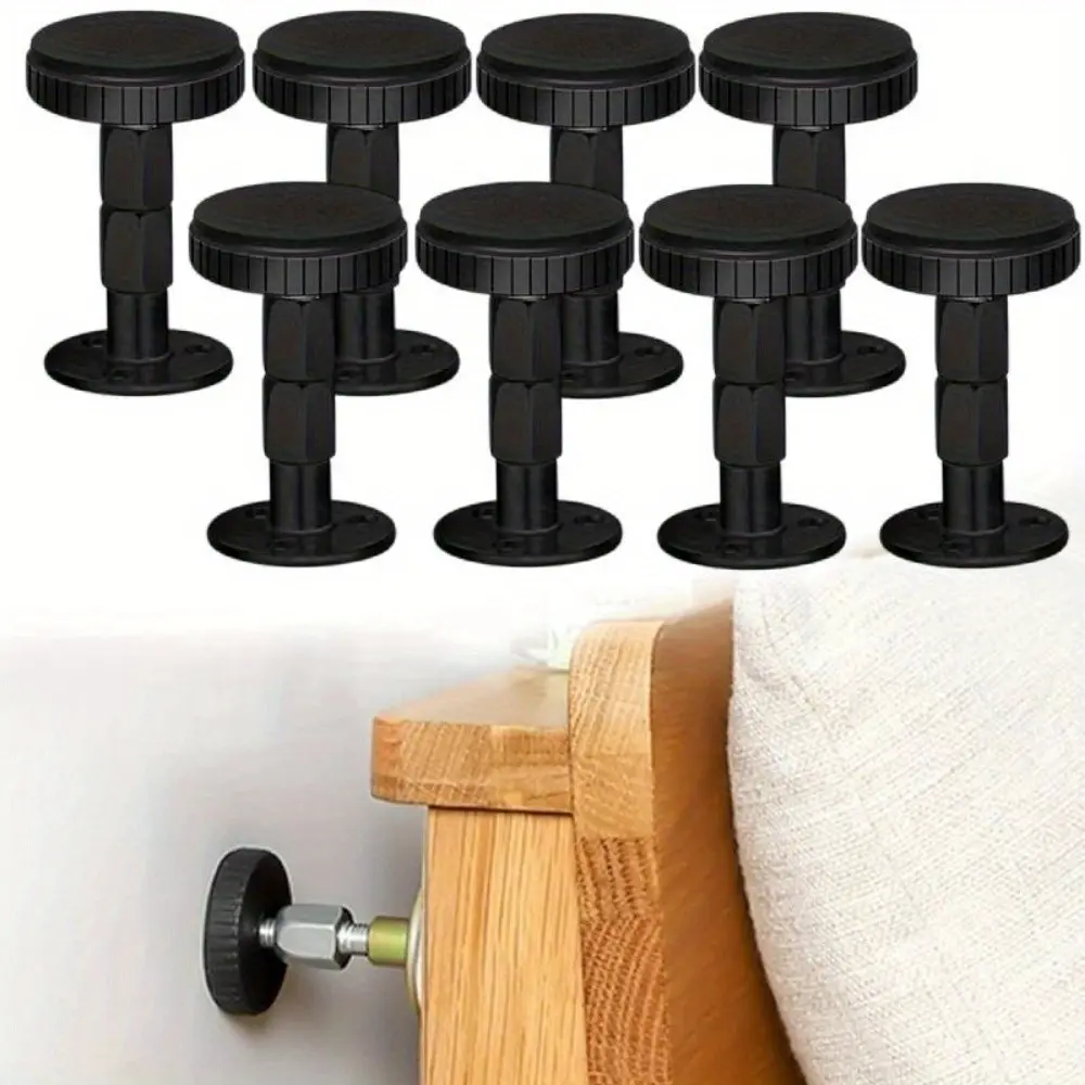 8 Pack Foot Pad, Behind Bed Frame Protector Antishake Tool, Adjustable Threaded Headboard Stoppers/Bumper Against Wall, Wall Bedside Anti Shake Fixer Tool, Anti-Knocking, Banging, for Beds Cabinets Sofas Door