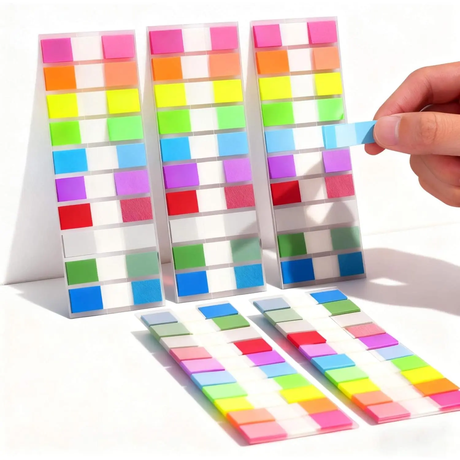 Sticky Tabs, 1000 count Transparent Pop Up Writable Colored Book Index Tab, Colorful Repositionable Page Markers Book Tabs for Books and Classify Files, Reading Notes, Teacher Supplies