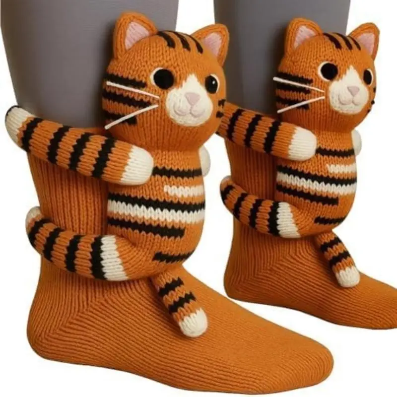 3D Knit Funny Novelty Animal Socks Winter Warm Thick Christmas Floor Socks