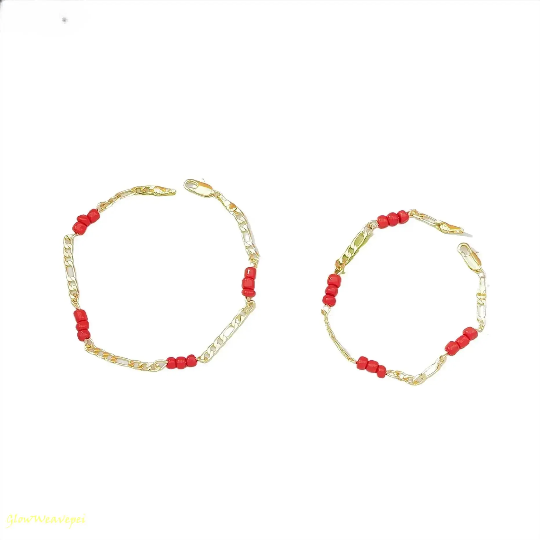 Women's 14K Gold Plated Lucky Charm Bracelet – Wine Red Beaded Stretch Bracelet, Dainty Stackable Fashion Jewelry, Minimalist Everyday Bracelet for Layering, Holiday, Christmas, Birthday & Gift