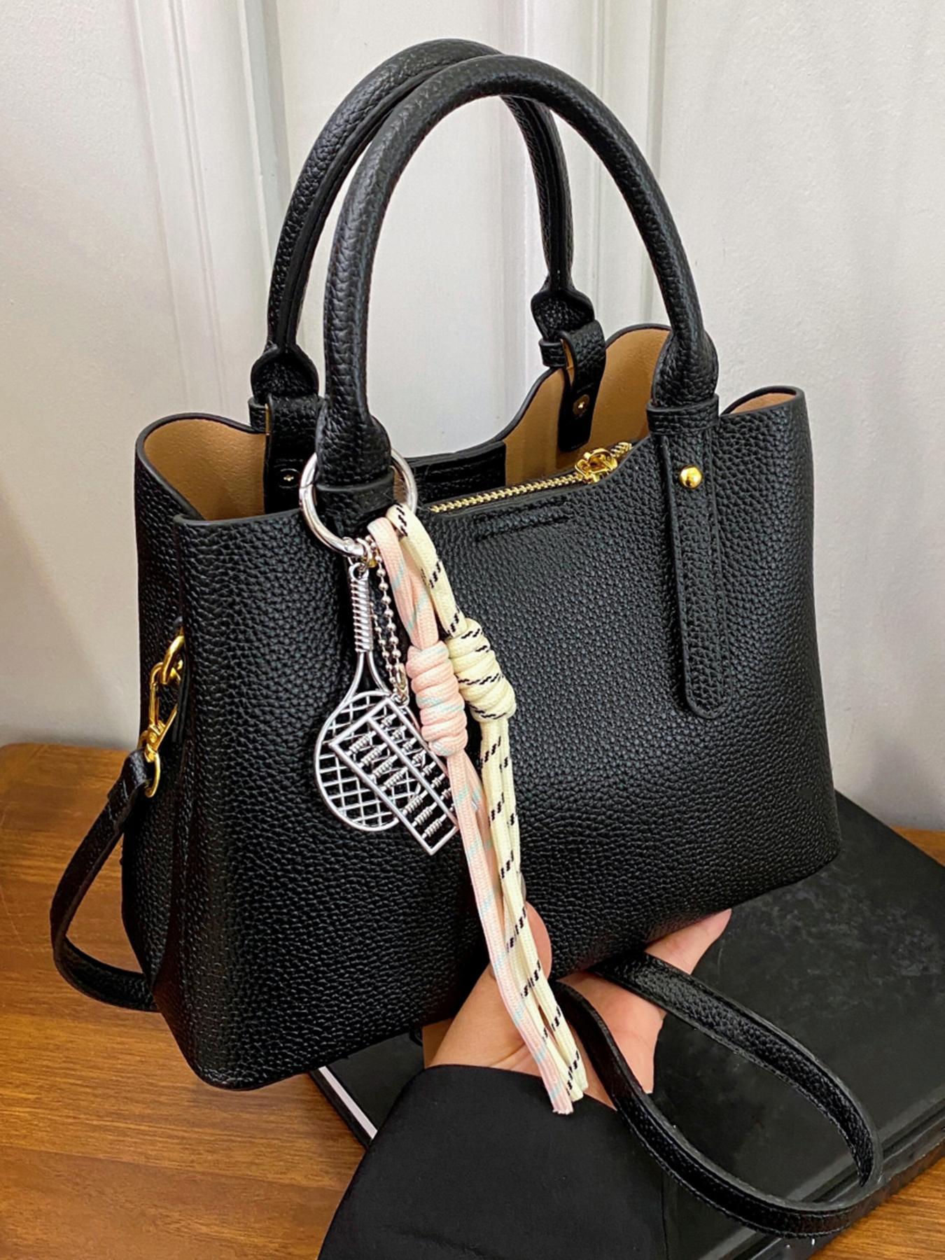 Women's Elegant Snakeskin Pattern Handbag, Fashionable Lychee Pattern Shoulder Bag with Top Handle, Casual Trendy Versatile High-quality Daily Commuting Bag, Commuter Bag, Elegant Bags