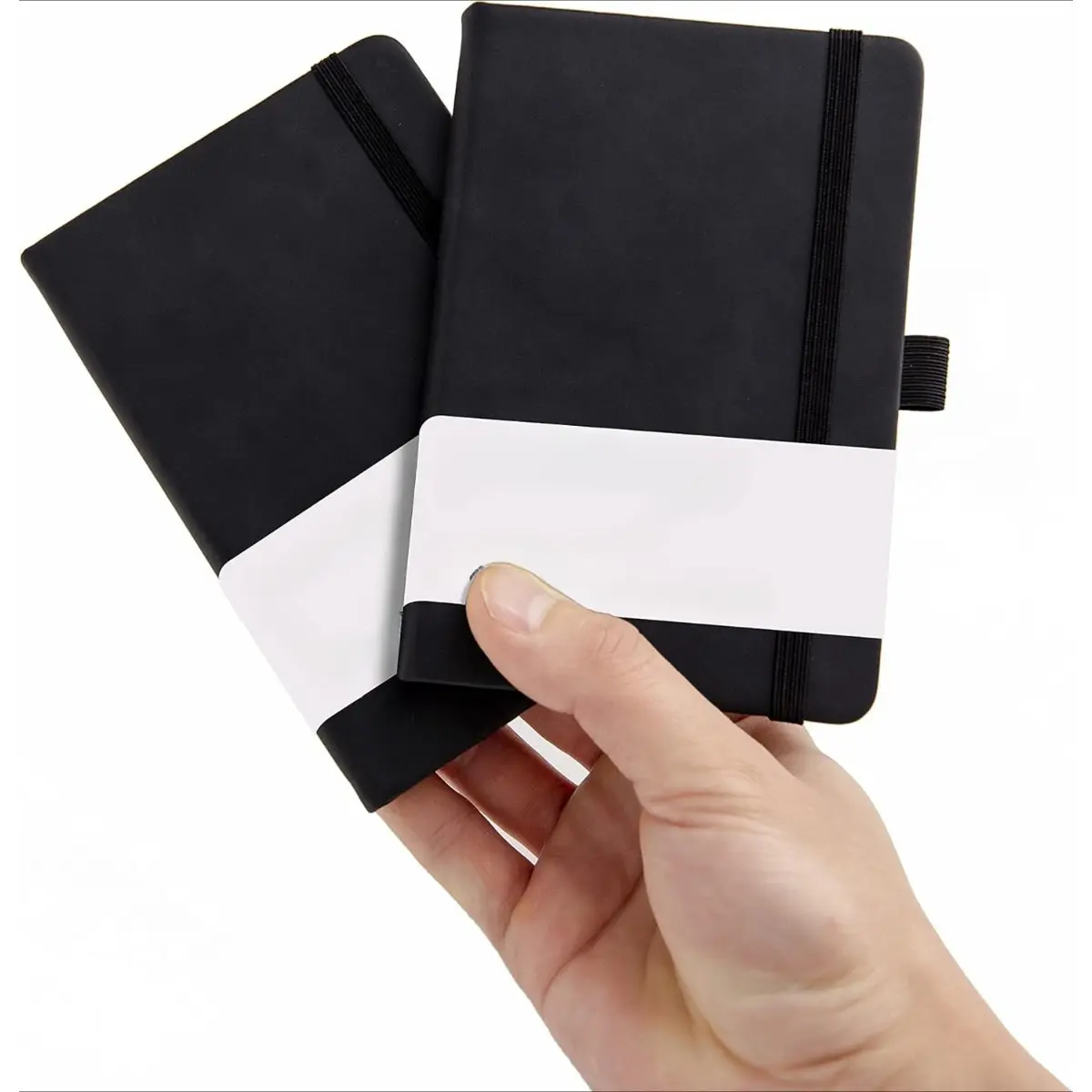 2Pack Pocket Notebook Small Notebook Journal Notebook Leather Cover With Pen Holder Page Marker Ribbons(Black) Notebook With Pockets