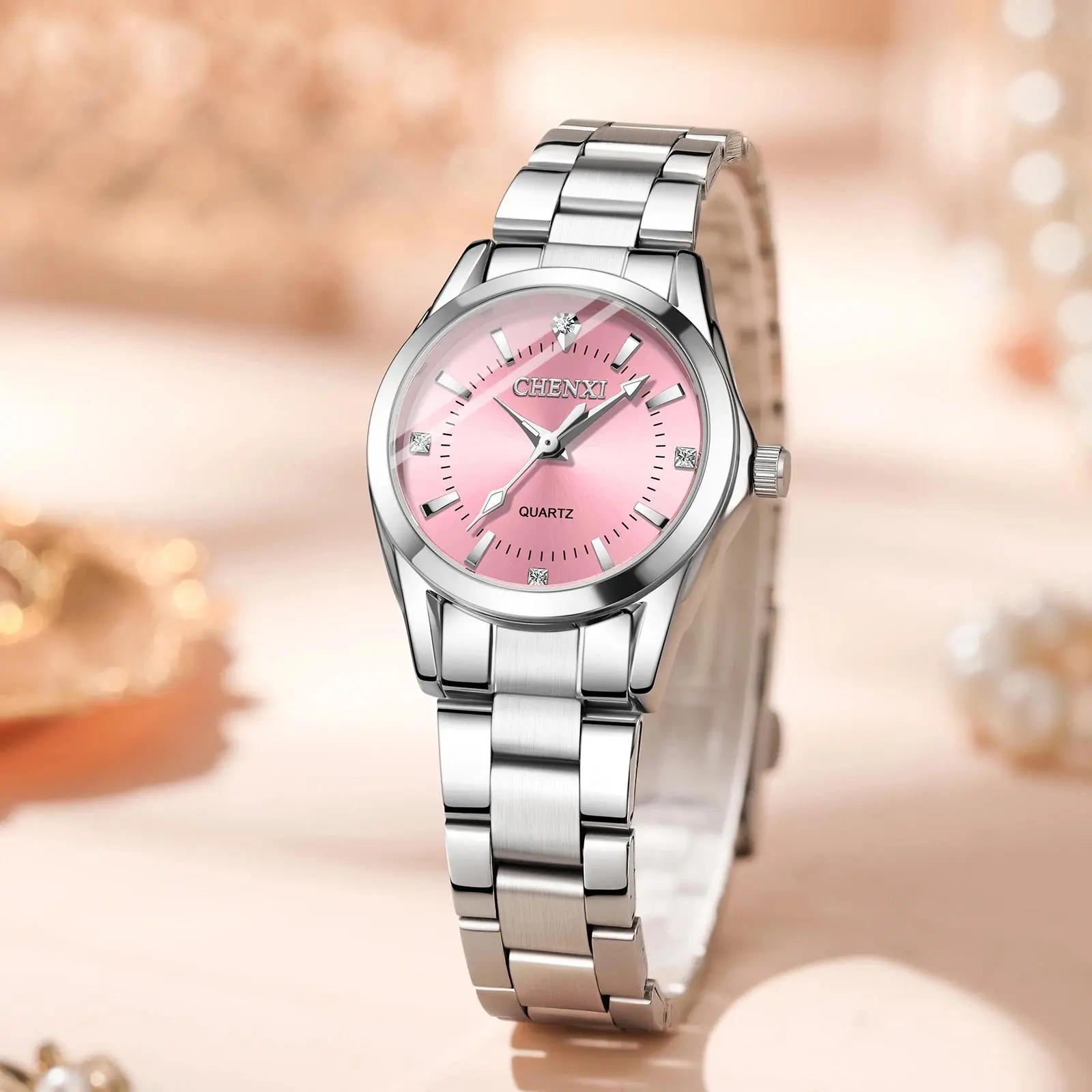 CHENXI 021B Elegant Ladies Quartz Watch Luminous Simple Silver Stainless Steel Strap Casual Business Women's Watches reloj mujer