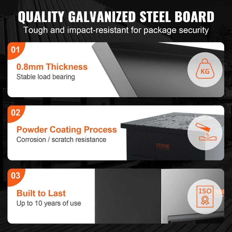 VEVOR Package Delivery Boxes for Outside, Extra Large Mailbox with Coded Lock, Galvanized Steel Wall Mounted Mailboxes 17.3x13.8x22.8, Anti-Theft Baffle, IPX3 Waterproof for Porch, Curbside