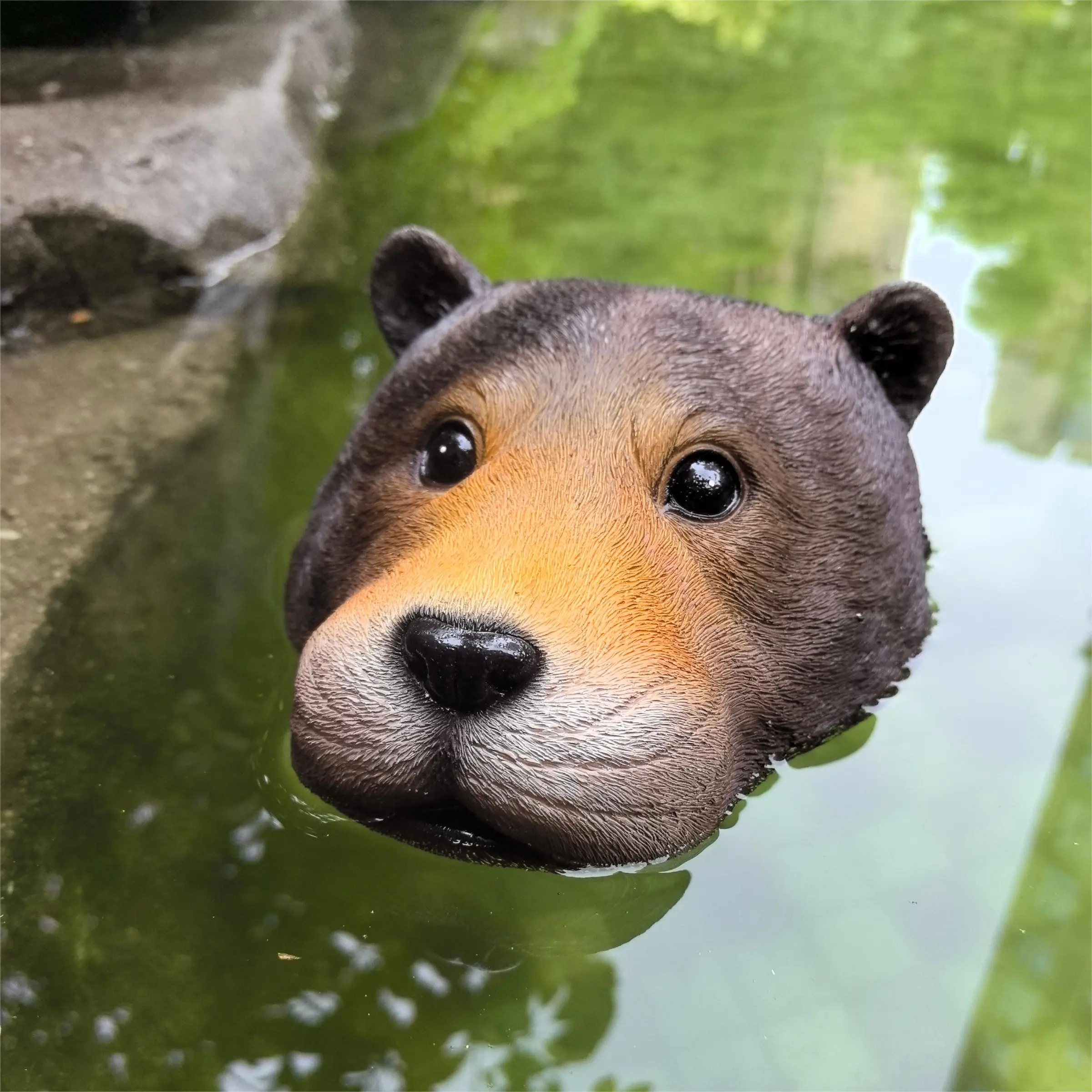 Floating Bear Head Sculpture, Durable Resin Water Float Decor, Ideal for Pools, Ponds, Fountains, Versatile Outdoor Decoration