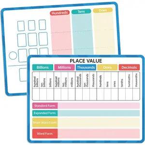 Dry Erase Place Value Whiteboard, 9" x 12" Double Sided Place Value Chart,Engage with Place Values from Billions to Decimals for Math Manipulatives, Learning Tool for Students &