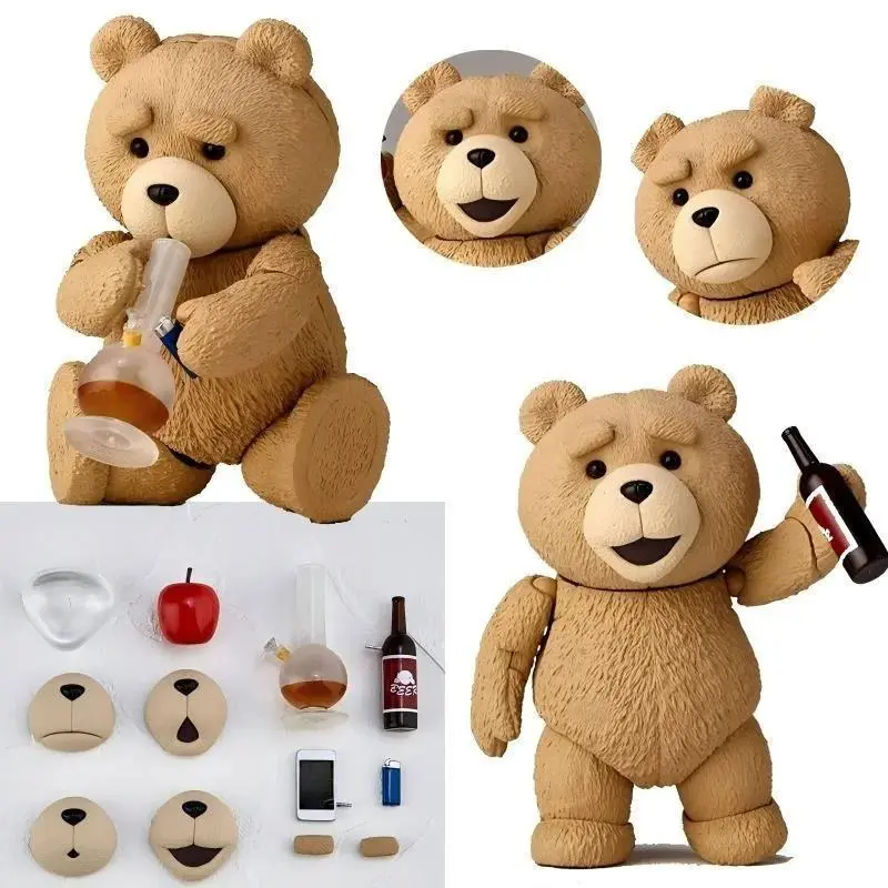 Yamaguchi Movie Ted 2 Teddy Bear KO Multi-Jointed Collectible Character Figurine, Interactive Action Figure with Movable Joints, Figurine Doll Model Kit, Ornament Toy Gift for Collectors