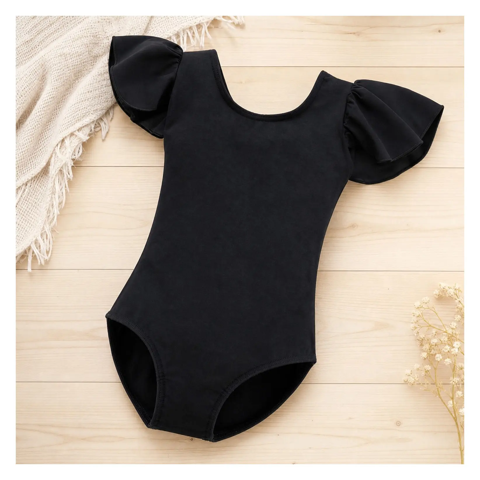 Girls Ruffle Short Sleeve Ballet Leotard for Dance Gymnastics, Scoop Neck Soft Stretch Breathable ComfortGift