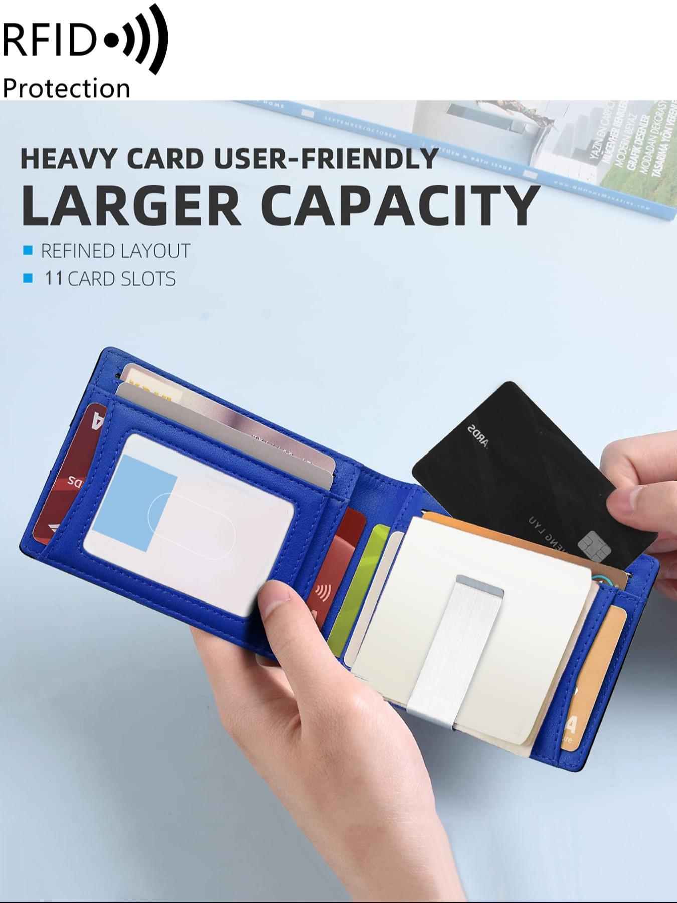 Men's Carbon Fiber Pattern with Card Slots, Slim Wallet with RFID Blocking, Thin Design for Easy Carry and Security, RFID Blocking Wallets