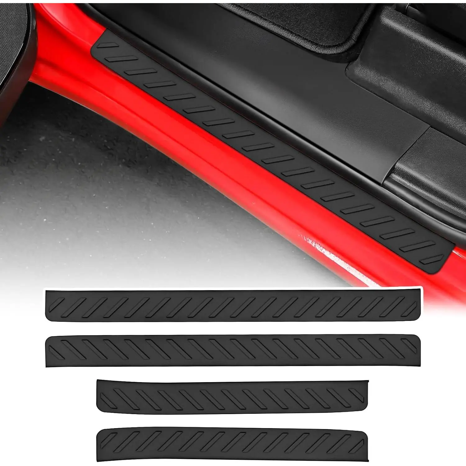 Exterior Door Sill Protectors for Chevy Silverado/GMC Sierra 1500 Crew Cab 2019-2026, Anti-Scratch Scuff Plate Entry Guard Covers, Non-Slip Car Door Sill Guards Accessories, 4PCS