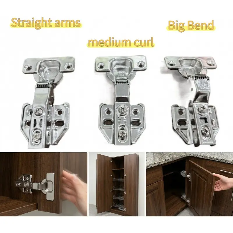 35mm Buffer Damper Cabinet Hinges Set of 4, Stainless Steel Silent Soft Close, Hidden Design, Kitchen Closet Universal, Includes Screws