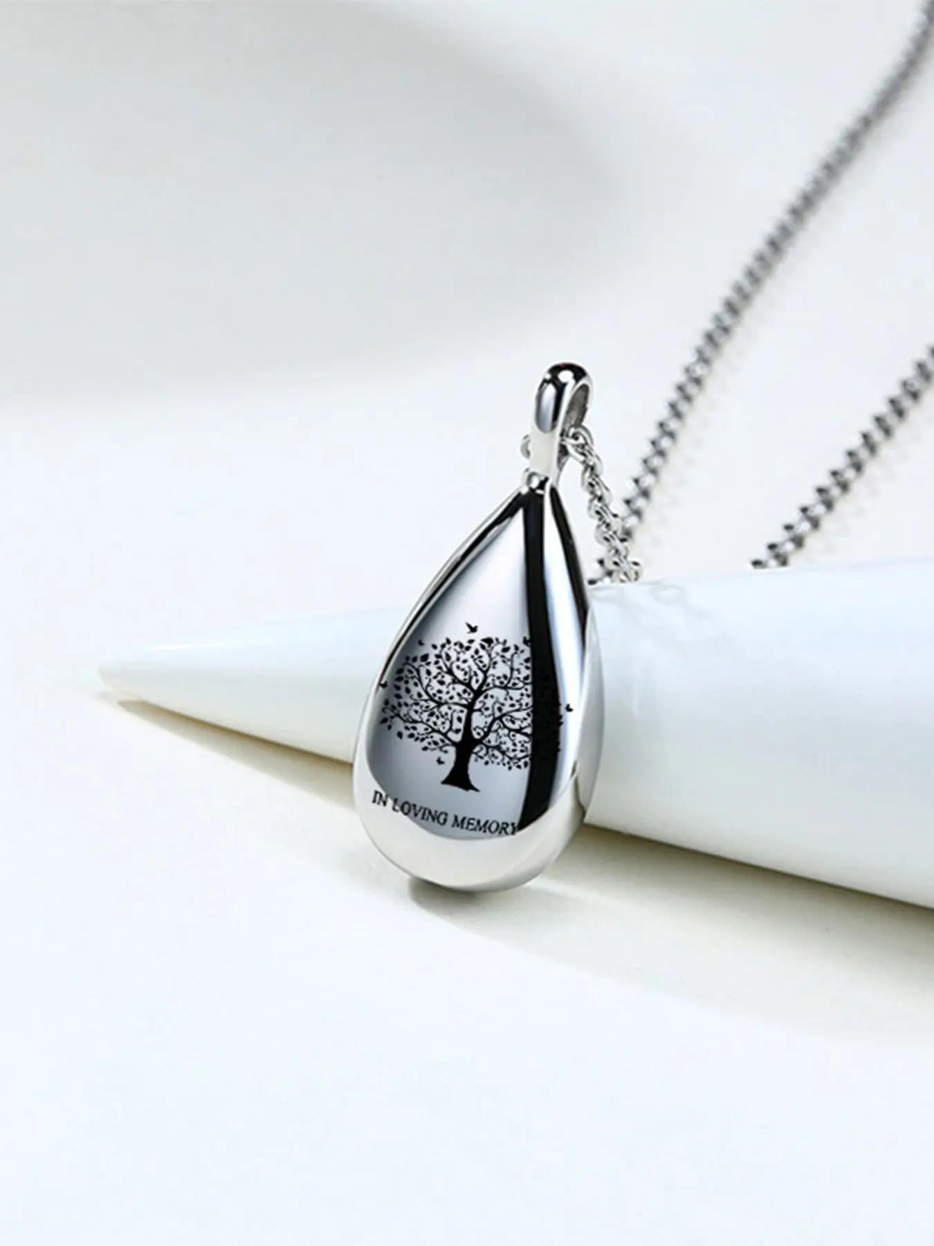 Teardrop Cremation Jewelry Tree of Life Urn Neklace for Ashes Keepsake Memorial Urn Jewelry for Women Urn Jewelry for Human Pets Ashes with Filling kits