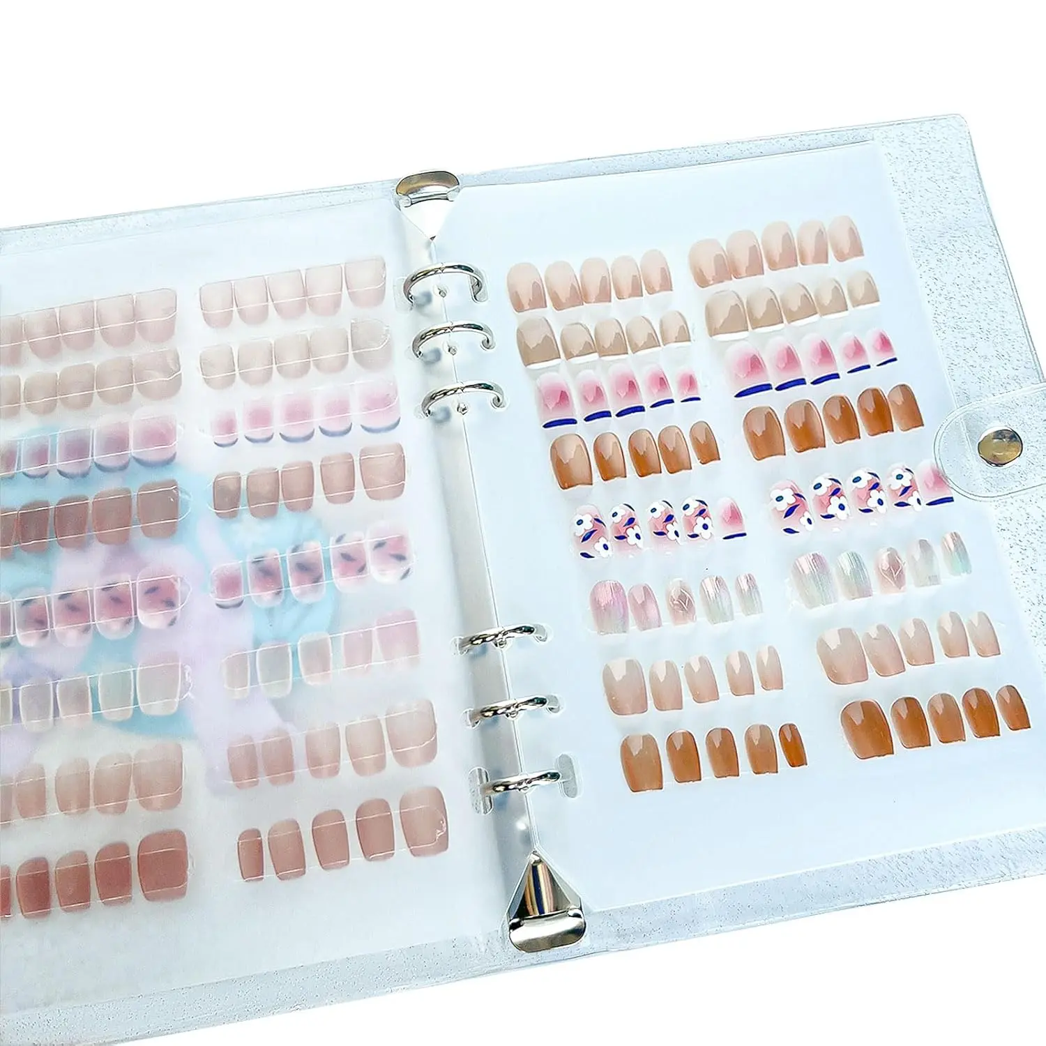Press On Nail Organizer,10 PCS,A5 Glitter PVC Cover Binder,Press On Nail Packaging for Fake Nail Storage Nail Display Nail Salon Press On Nail Supplies Organizer with Nail Tape(A5(9.37 * 6.89 * 1inch)