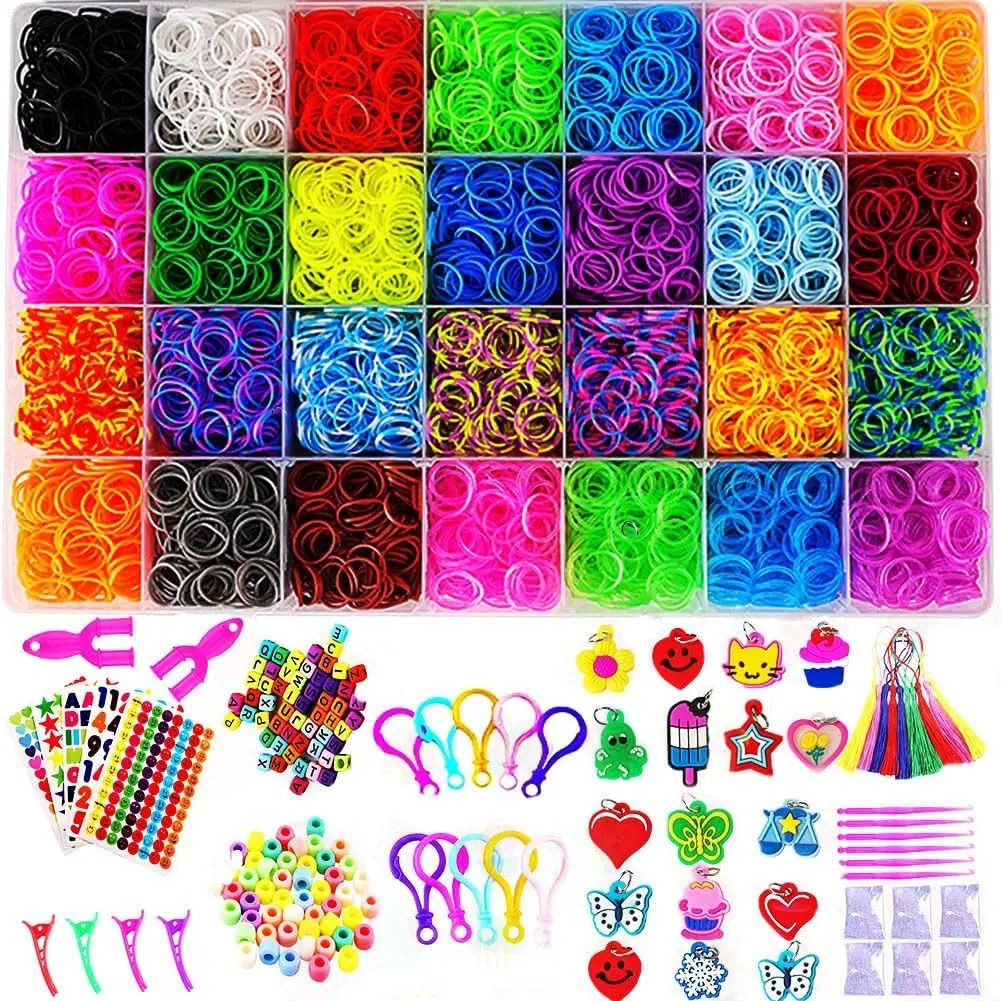 Bracelet Making Kit with 12080+ Colorful Loom Bands, Rubber Bands Set for Kids & Beginners, DIY Arts & Crafts for Creative Play & Friendship Bracelets, Crafting, Latex-Free