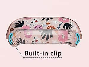 BASIC SUPPLY with Safety Lock for AirPods 4 Case,Clear Floral Cute AirPod 4th Generation Case for Women Girly with Cleaner Kit and Keychain- Purple Flower