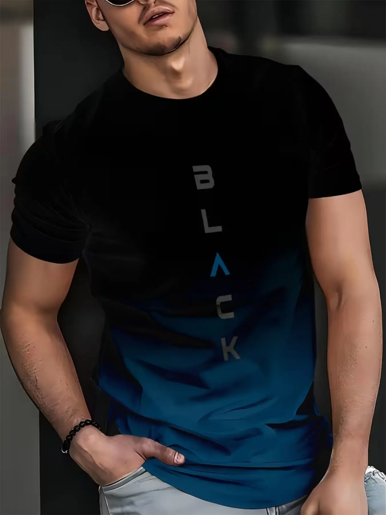 Men's 3D Short Sleeve T-Shirt, Fashion Digital Print Gradient, Casual Slim-Fit, All Seasons, Without Button or Collar, Unlined Top, Menswear
