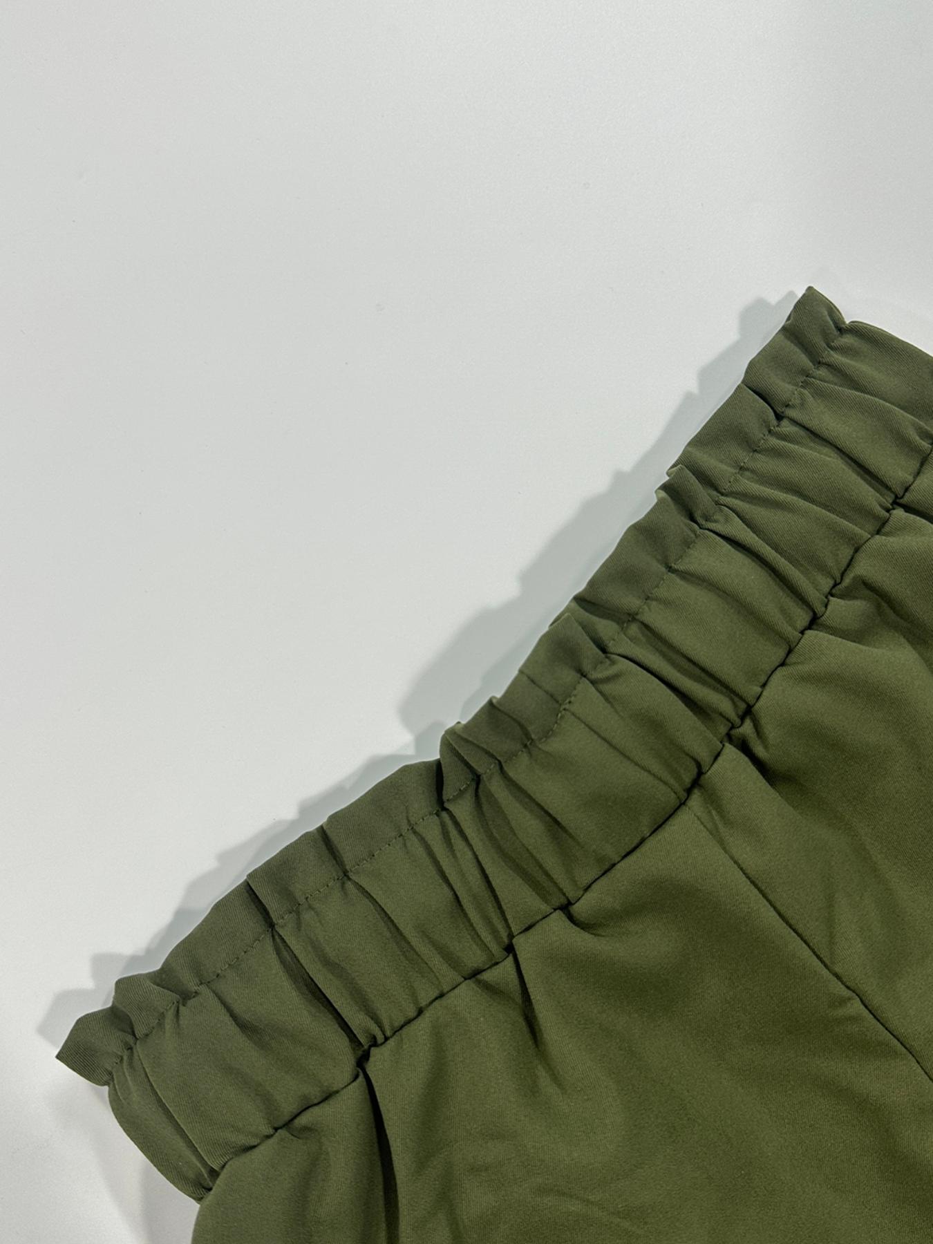 Women's Solid Button Pocket Cargo Fitted Shorts, Casual Elastic Waist Shorts for Summer, Ladies Bottoms for Daily Wear, Womenswear