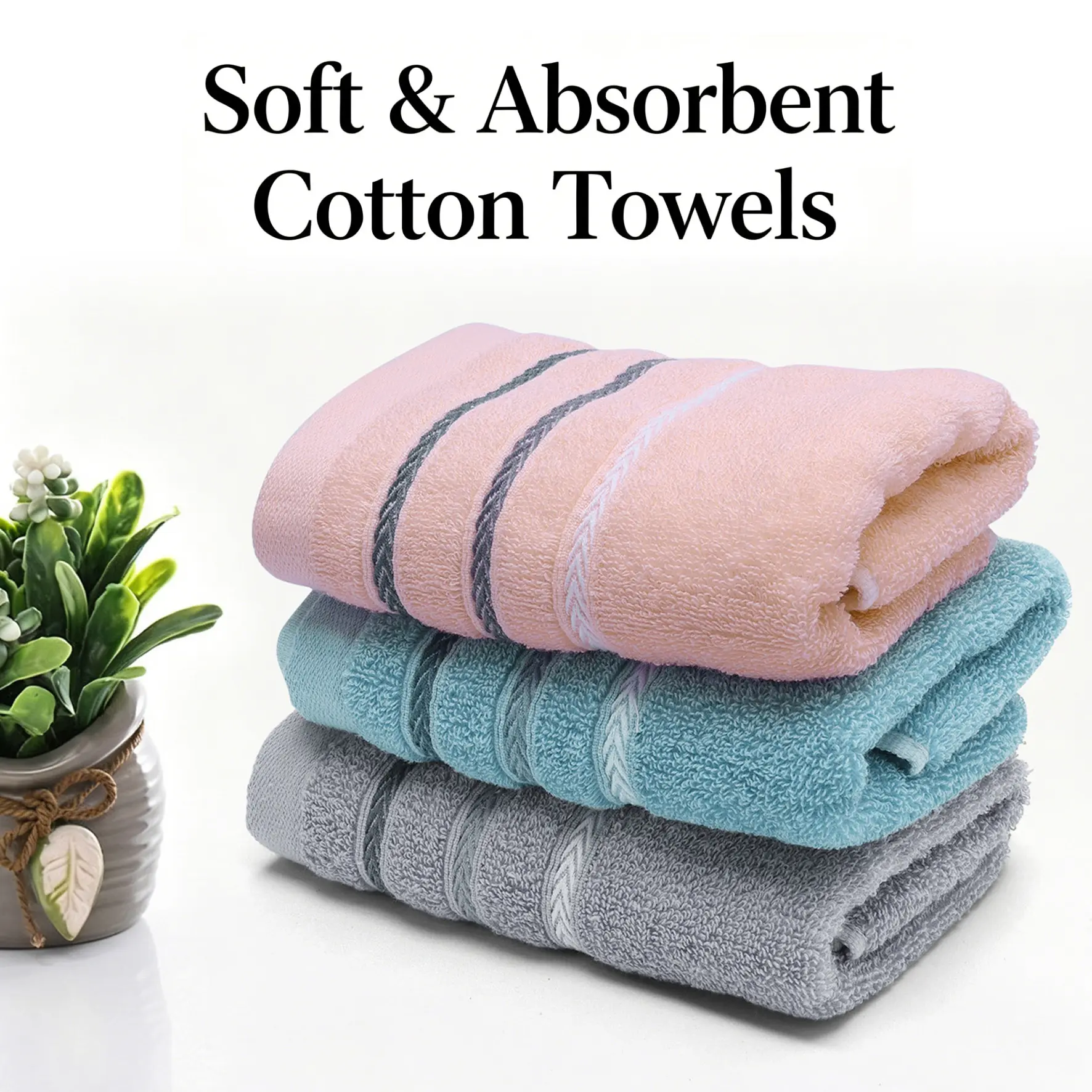 13*29inch Ultra-soft Microfiber Hand Towels, Ultra Soft Cotton Gradient Striped Highly Absorbent Quick Dry Colorfast Face Towels for Bathroom Kitchen Gym Hotel Spa Camping Daily Household Use