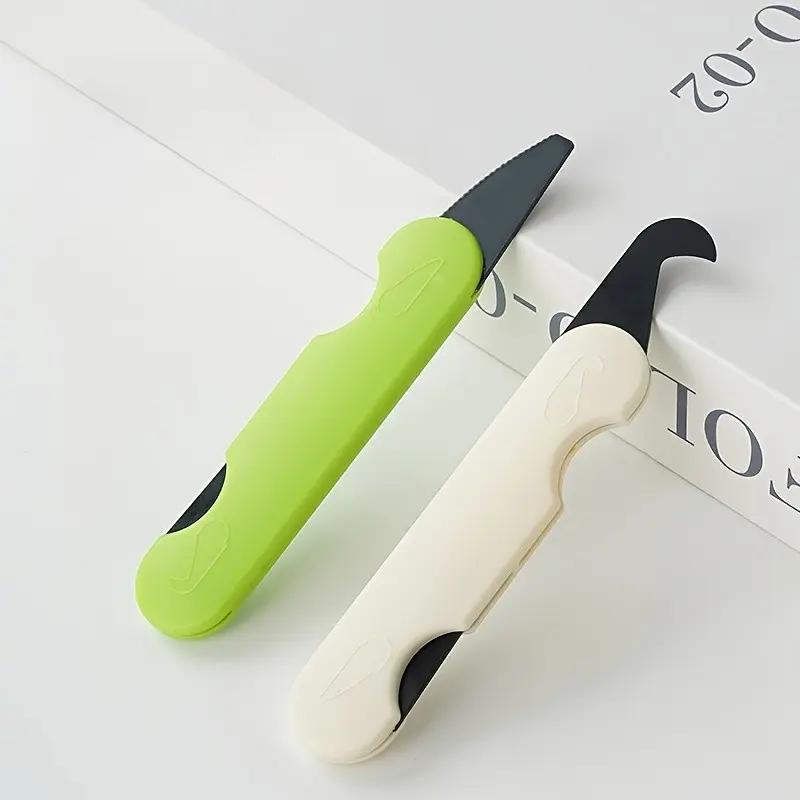 2pcs Double-Ended Box Cutters with Curved & Serrated Blades, Portable Safe Manual Retractable Abs Resin Handle, Ideal for Cutting Tape and Cartons