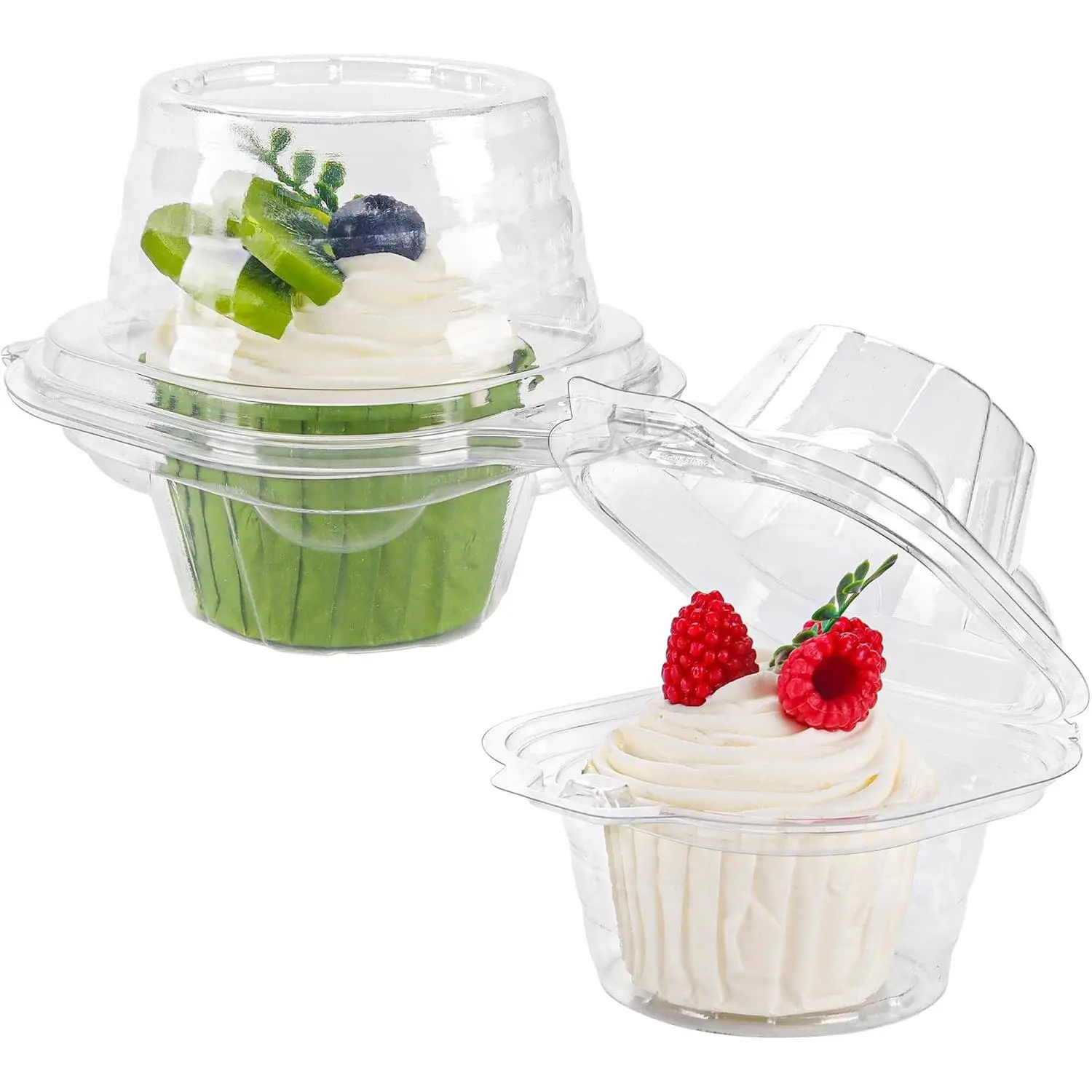 60 Pack Individual Cupcake Containers Plastic Cupcake Boxes Cupcake Holders Stackable Deep Dome Cupcake Carrier | 60 Clear PET Cupcake Boxes with Deep Dome Snap Lids, Stackable Design, Home Baking, Parties, Dessert Gifts
