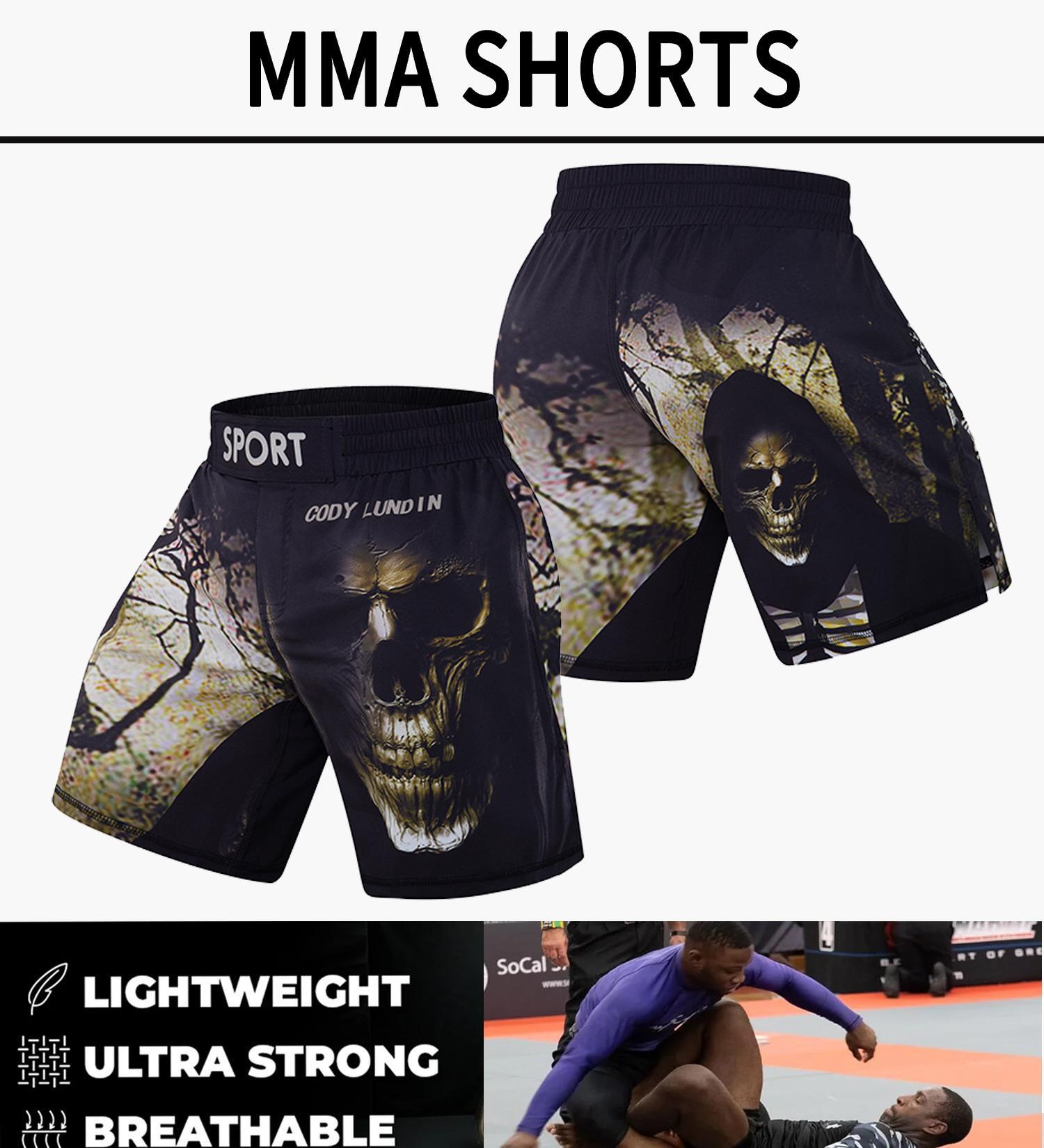 Cody Lundin Crossfit Men Fitness Running Shorts MMA Short With Printed Lightweight Grappling Combat Shorts For Boxing Weightlift