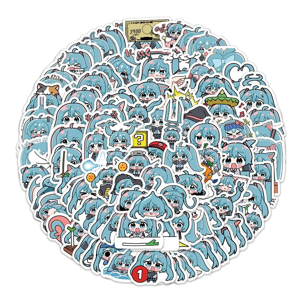 10/50/100PCS Kawaii Hatsune Miku Q version Cute Funny Creative Graffiti Stickers Kids Toy Decals for Water Cup Scrapbook Guitar
