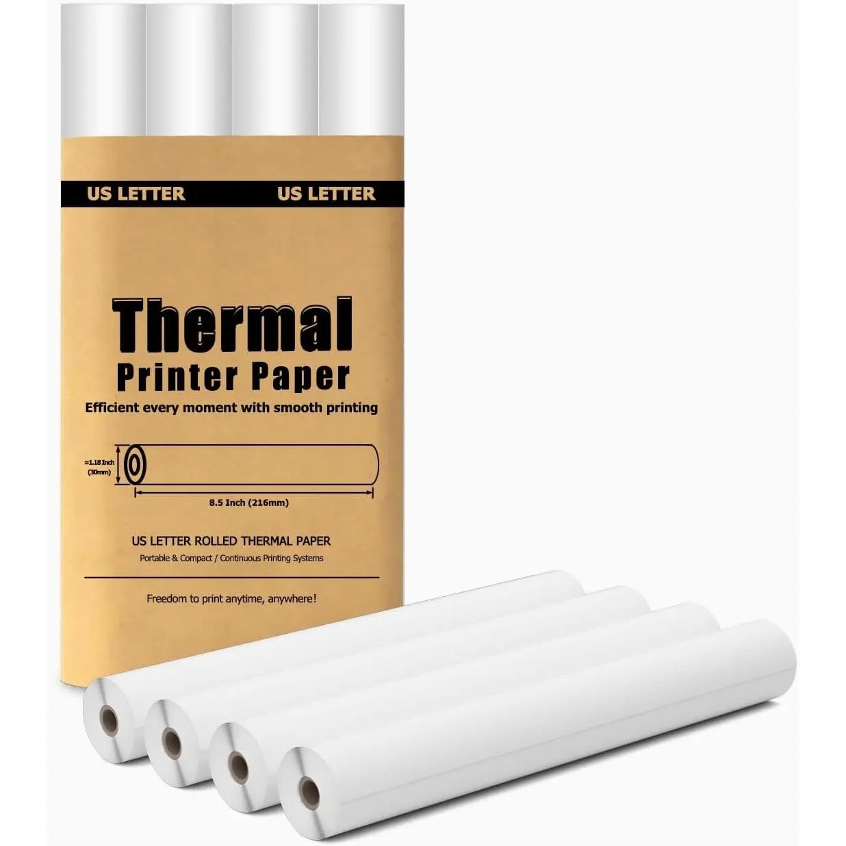 4 Rolls Thermal Paper 8.5’’ x 11’’ for Portable Printer, Compatible with D810/ M834/ MT610 Pro Wireless Printers for Home Use and Travel as Letter Paper