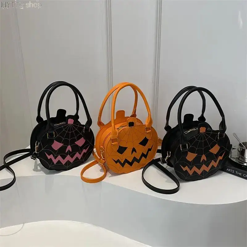 Spooky Jack-O-Lantern Pumpkin Crossbody Bag for Women, Novelty Spiderweb Stitching Handbag, Aesthetic Halloween Party Purse, Cute Halloween Cosplay Shoulder Bag
