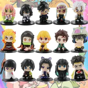 Q Version Demon Slayer 5pcs/Set Sitting Ghost Doll Tanjiro Nidouzi Inosuke Zenizu Figure Action Figure Movie Model Toys Gifts