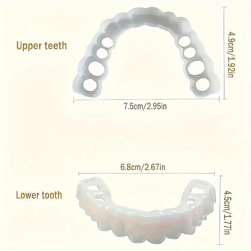 Instant Smile Teeth Fake Teeth for Cosplay Cosmetic Dental Veneers Braces + Case + Pliers Adjustable For Both Men And Women, Featuring A Plaid Design. The Whitening Effect Boosts Confidence.