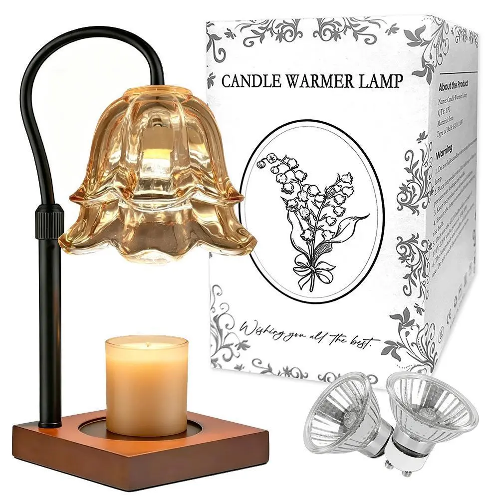 Elegant Aromatherapy Wax Melt Lamp - Valley Lily Flower Design, Adjustable Stand, Timer Function, 2 Extra Bulbs, Safe Smokeless Fragrance Light, Bathroom Safe Use, Home Decor, Interior Decoration Accessories