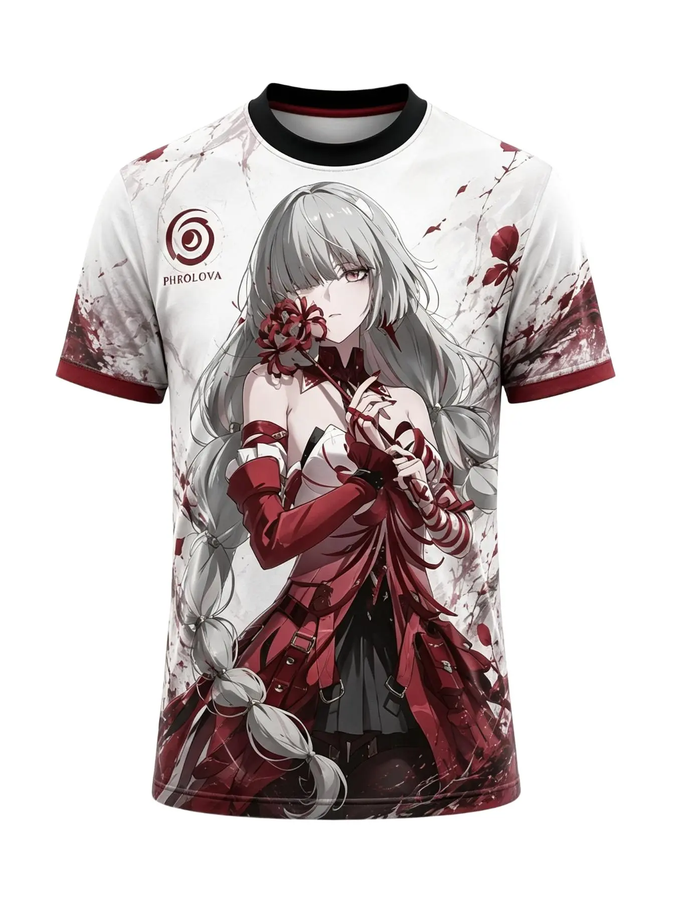 Wuthering Waves Phrolova Anime T-Shirt, Dual-Sided Full-Print Short Sleeve, Loose Fit, Breathable, Unisex, Summer Casual Top
