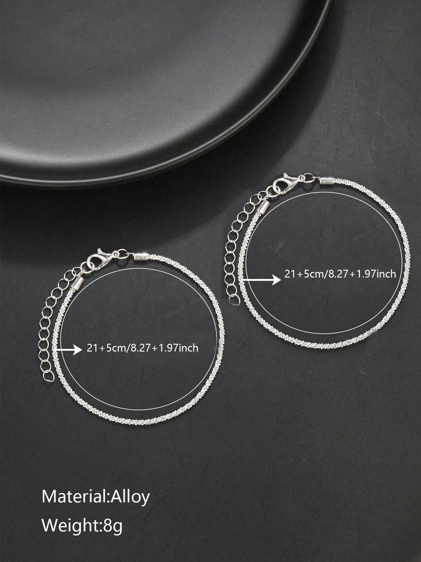 Fashion Rope Chain Anklet, Dainty Layered Anklet, Elegant Glitter Zinc Alloy Anklet for Women & Girls, Fashion Jewelry, Trendy All-match & Exquisite Jewelry