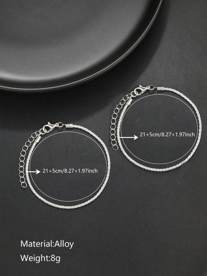 Fashion Rope Chain Anklet, Dainty Layered Anklet, Elegant Glitter Zinc Alloy Anklet for Women & Girls, Fashion Jewelry, Trendy All-match & Exquisite Jewelry