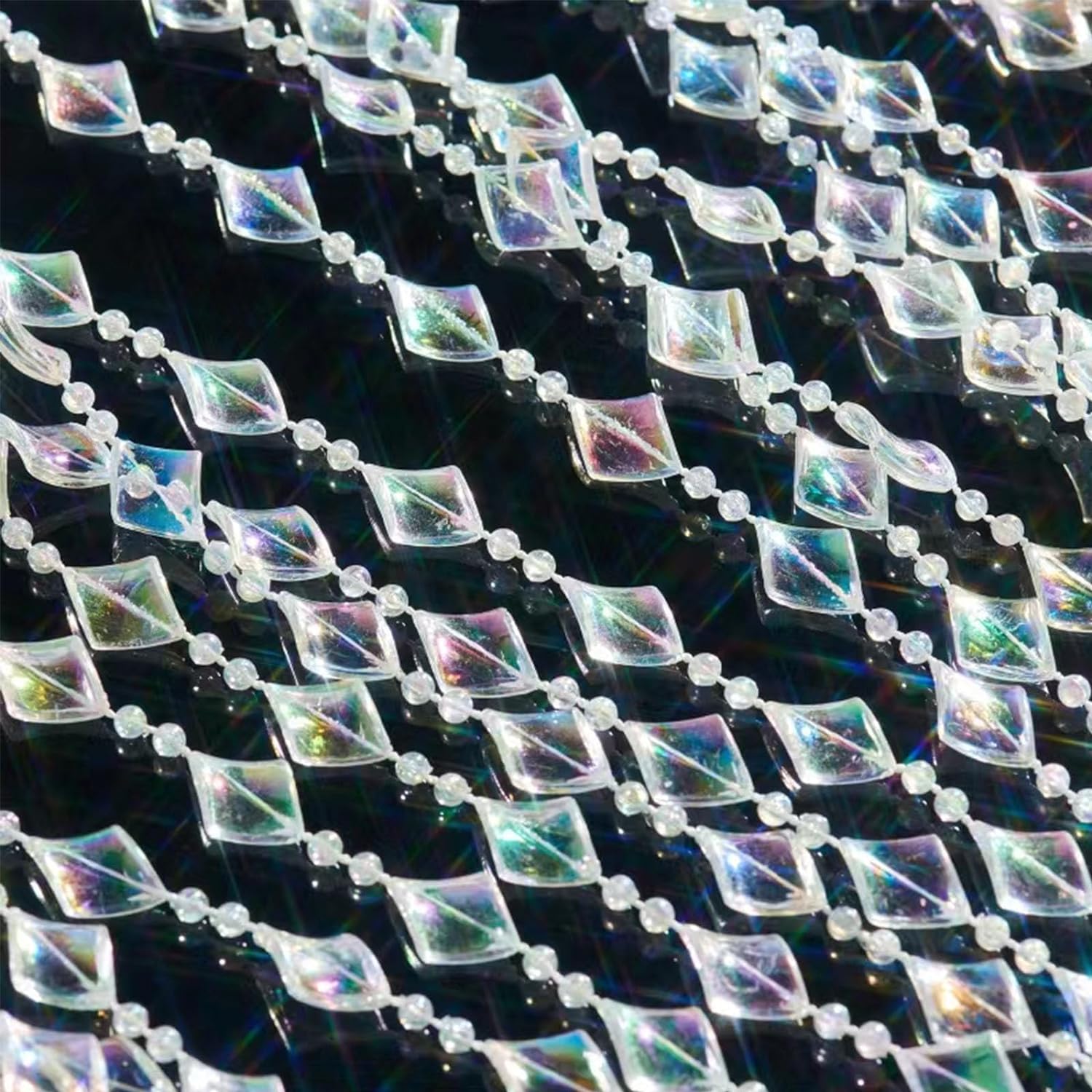 Colorful  Beaded Curtain Hanging Door Beads String Curtain 36 Strands Decorative Shiny Clear  Iridescent  Cut Room Divider for Doorway Party Home Decor (3FTx6.5FT)