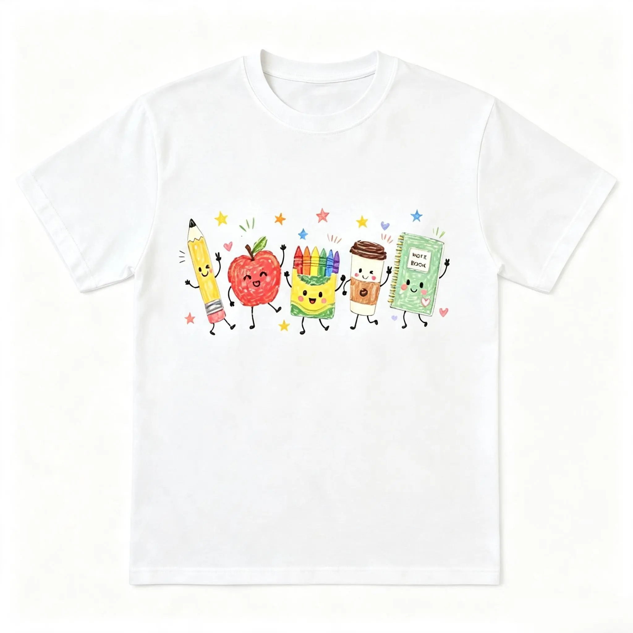 Back to School  T-Shirt, Cute School Supplies Graphic Tee, Teacher Apple Pencil Notebook Shirt, Classroom Aesthetic Gift