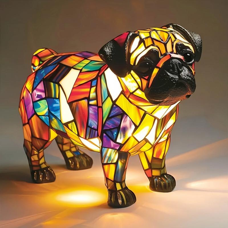Cute Cat Pet Led Light Retro Cat Dyeing Resin Desktop Night Light Cat Light Colorful Glass Suitable For Animal Enthusiasts