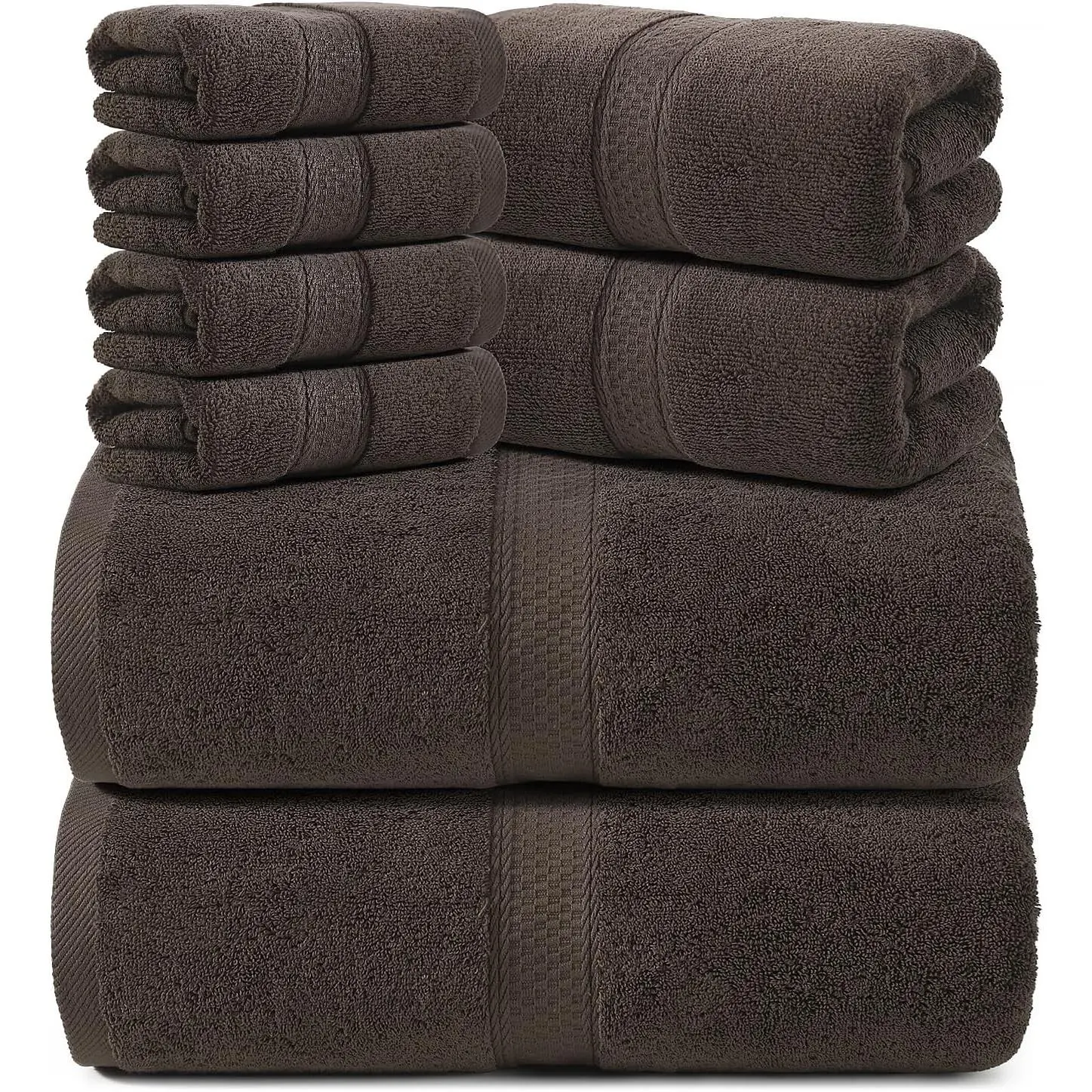 8-Piece Cotton Towel Set for Bathroom - Includes 2 Oversized Bath Sheets (35x70 in), 2 Hand Towels, 4 Washcloths, Super Soft Quick Dry Highly Absorbent Brown Towels for Home, Gym, Dorm & SpaGift