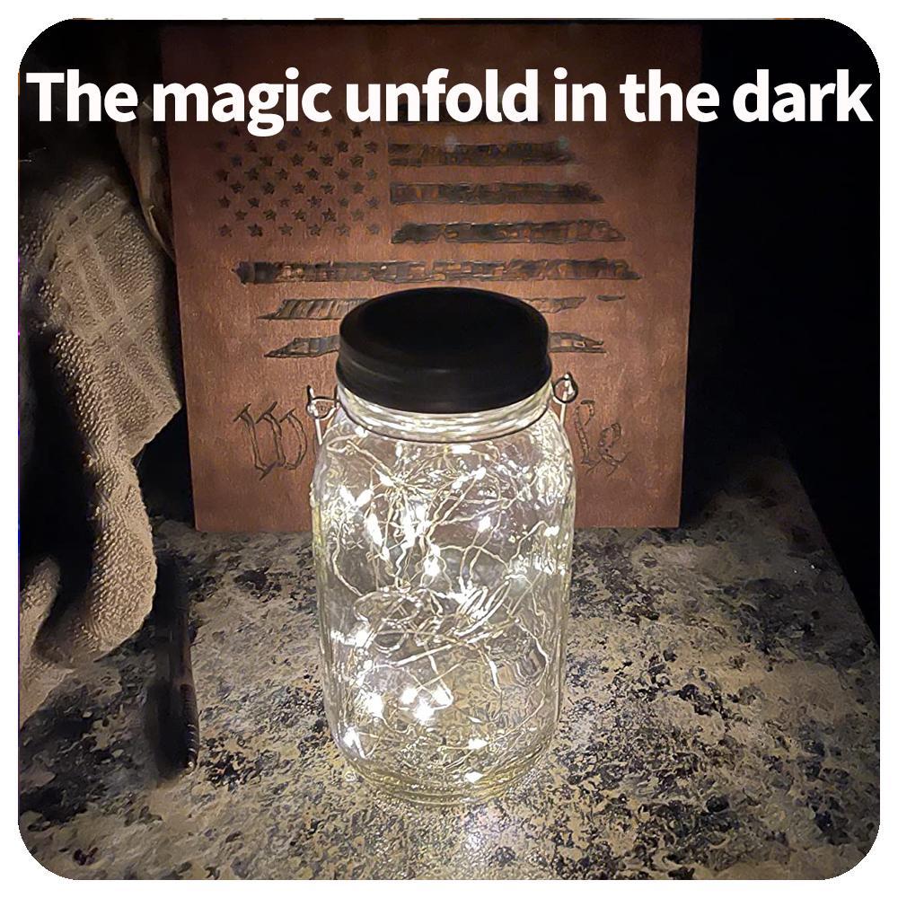 Solar Powered Mason Jar Light, LED String Light, Waterproof Mason Jar Light with Hanger, Outdoor Decorative Light for Garden, Patio, Roof Deck, Fence