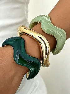 3pcs/Set Vintage Luxurious Bohemian Style CCB Lightweight Open Bangle Bracelet Set, Suitable For Women's Daily, Party, Date, Wedding, Festival Wear, Gift