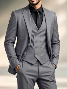 Men's 3-Piece Suit Set, Includes Blazer, Vest, Long Pants, Perfect for Weddings, Business, Holidays, Elegant and Professional