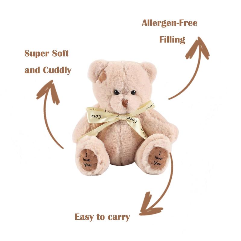 17cm/6.69in Teddy Bear Plush Toys Cute Bow Tie Bear Stuffed Animal Toys Available in Three Colours For Birthday Teddybear