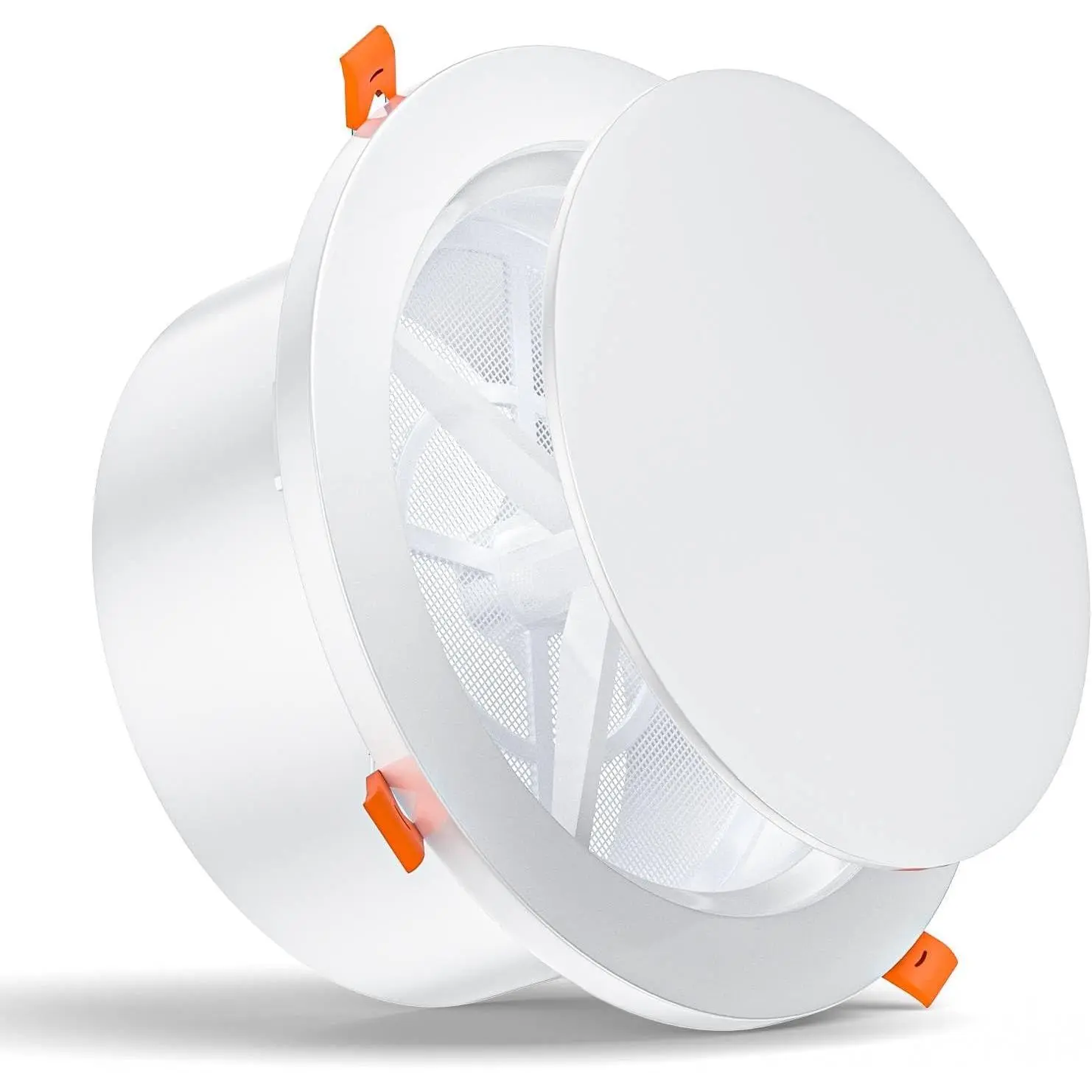 [Upgraded]  6 Inch Round Vent Cover with Adjustable Panel & Removable Mesh Screen - ABS Ceiling Diffuser with Lock-Clip Design for HVAC, Bathroom, Kitchen, Wall and Duct Air Vents, White